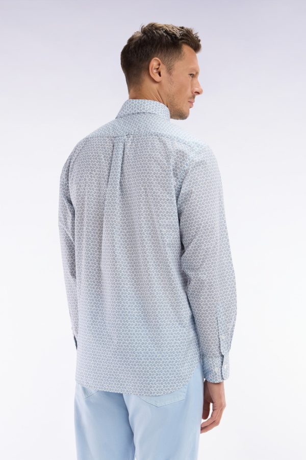 Chemise En Popeline De Coton À Microimprimé Graphique Gris Coupe Droite Eden Park – Image 3
