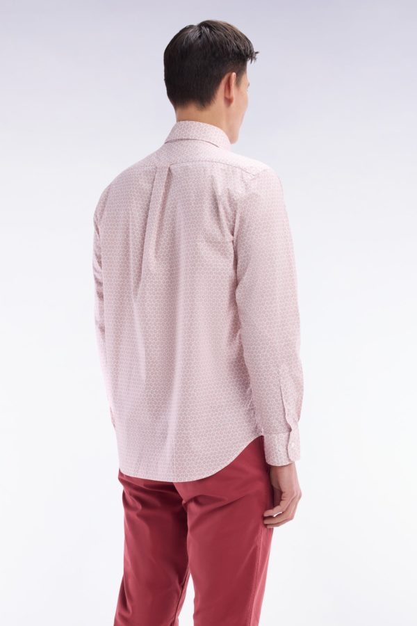 Chemise En Popeline De Coton À Microimprimé Graphique Rose Coupe Droite Eden Park – Image 3