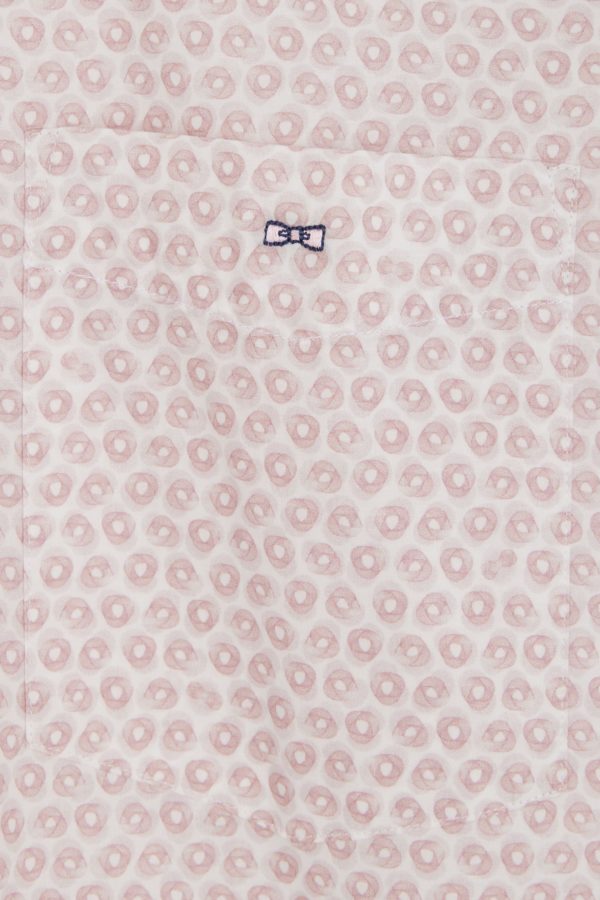 Chemise En Popeline De Coton À Microimprimé Graphique Rose Coupe Droite Eden Park – Image 5
