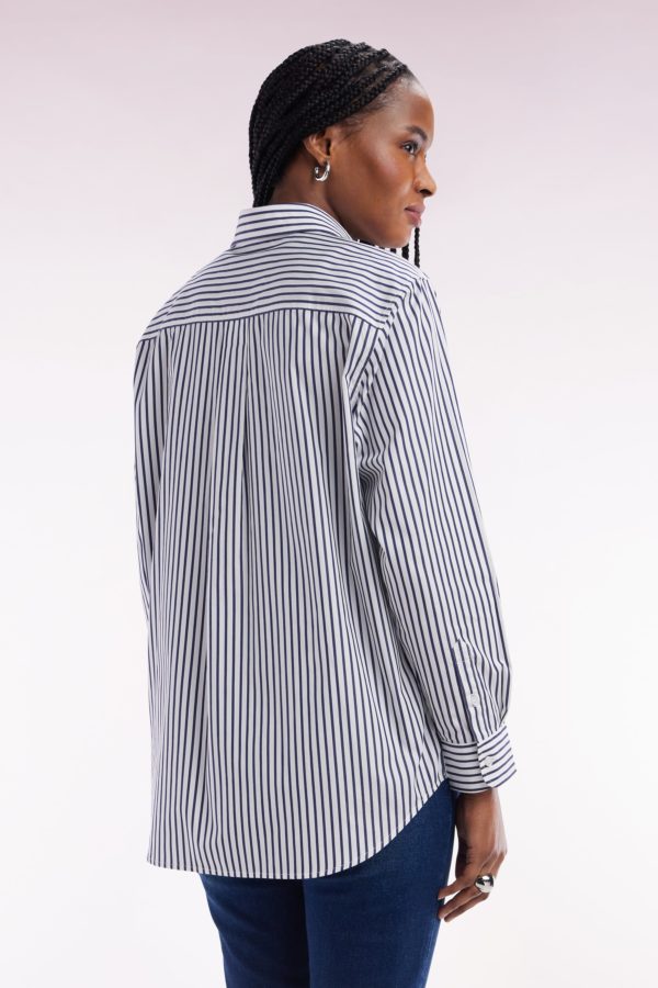 Chemise En Coton Ciel À Rayures Bâtons Coupe Décontractée Eden Park – Image 3