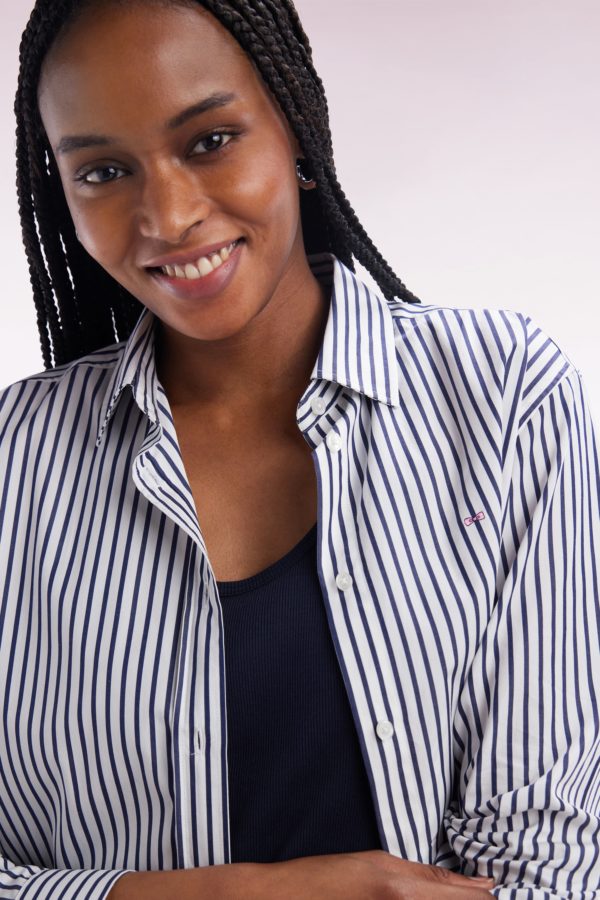 Chemise En Coton Ciel À Rayures Bâtons Coupe Décontractée Eden Park – Image 4
