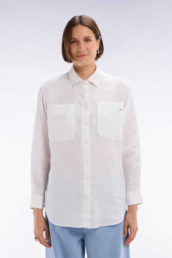 Chemise À Poches Plaquées En Lin Blanc Coupe Oversized Eden Park – Image 2