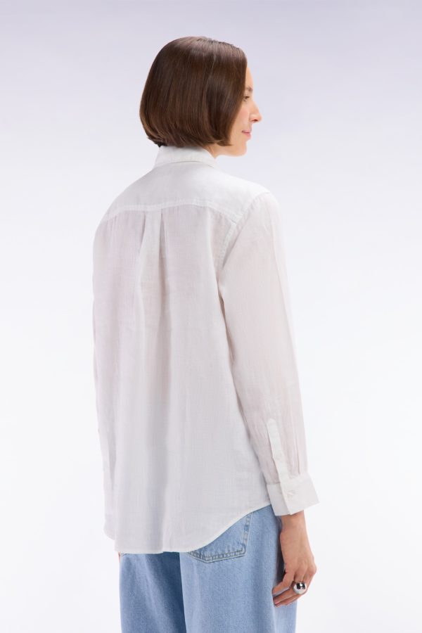 Chemise À Poches Plaquées En Lin Blanc Coupe Oversized Eden Park – Image 3