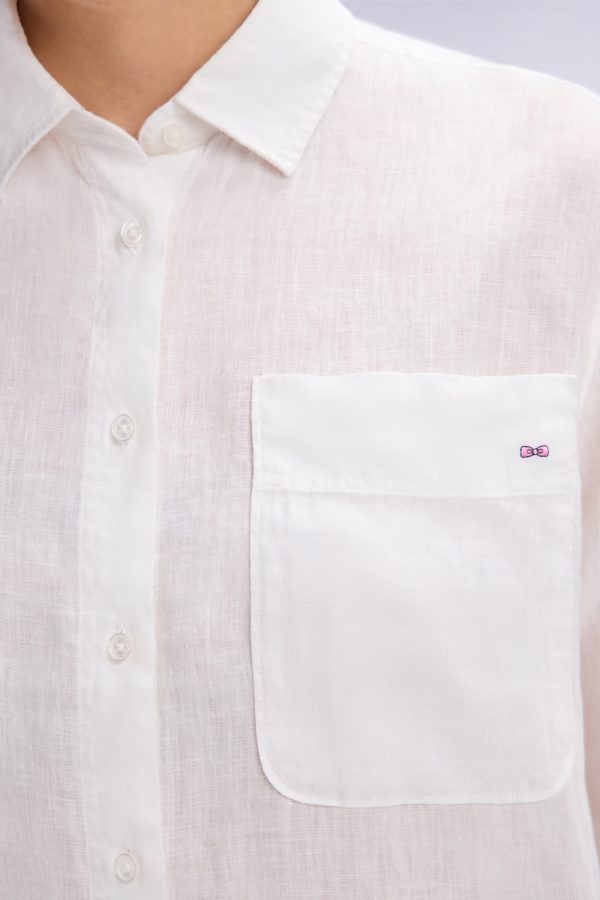 Chemise À Poches Plaquées En Lin Blanc Coupe Oversized Eden Park – Image 4