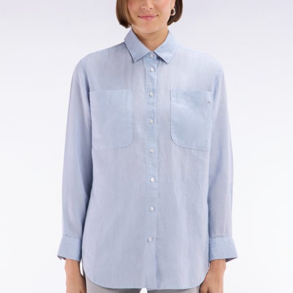 Chemise À Poches Plaquées En Lin Gris Coupe Oversized Eden Park