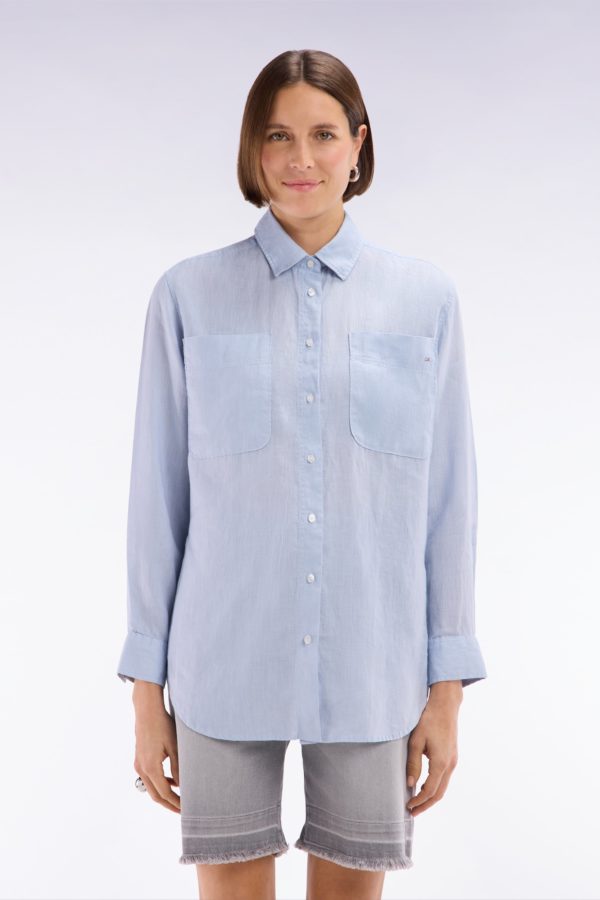 Chemise À Poches Plaquées En Lin Gris Coupe Oversized Eden Park – Image 2
