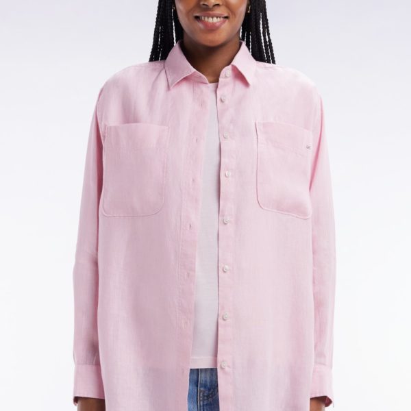 Chemise À Poches Plaquées En Lin Rose Coupe Oversized Eden Park