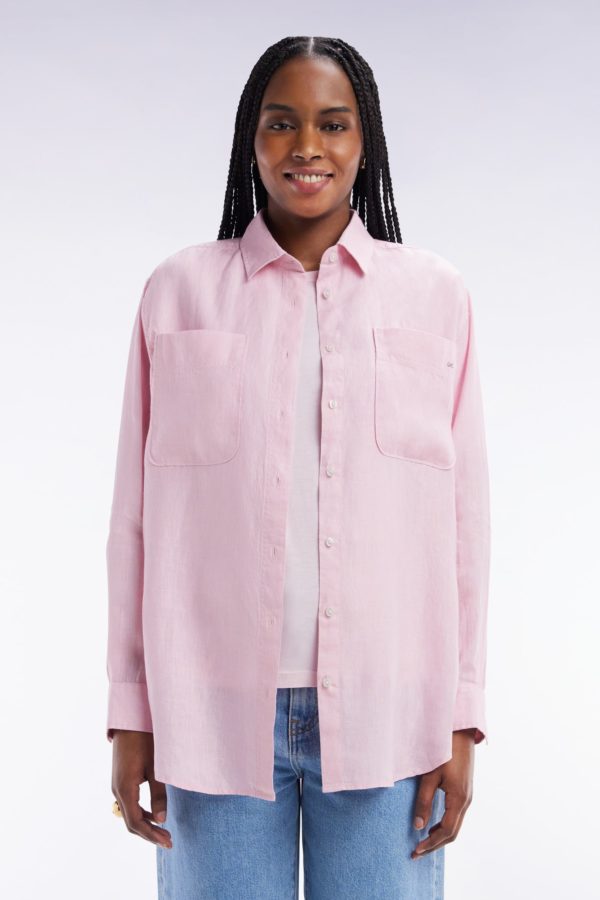 Chemise À Poches Plaquées En Lin Rose Coupe Oversized Eden Park – Image 2