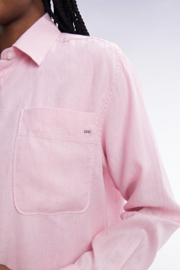 Chemise À Poches Plaquées En Lin Rose Coupe Oversized Eden Park – Image 4