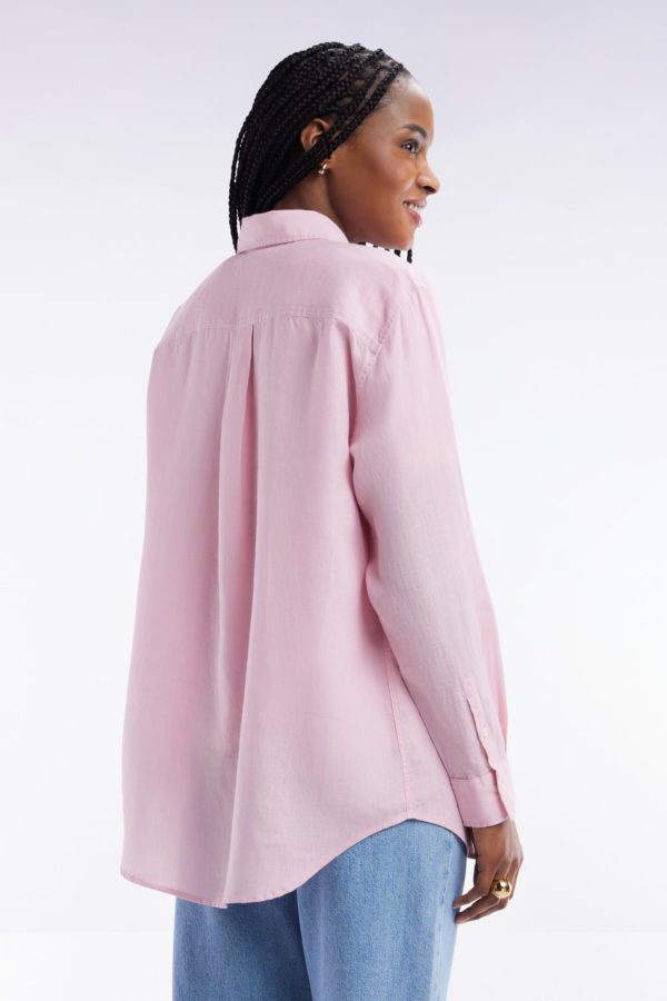Chemise À Poches Plaquées En Lin Rose Coupe Oversized Eden Park – Image 3