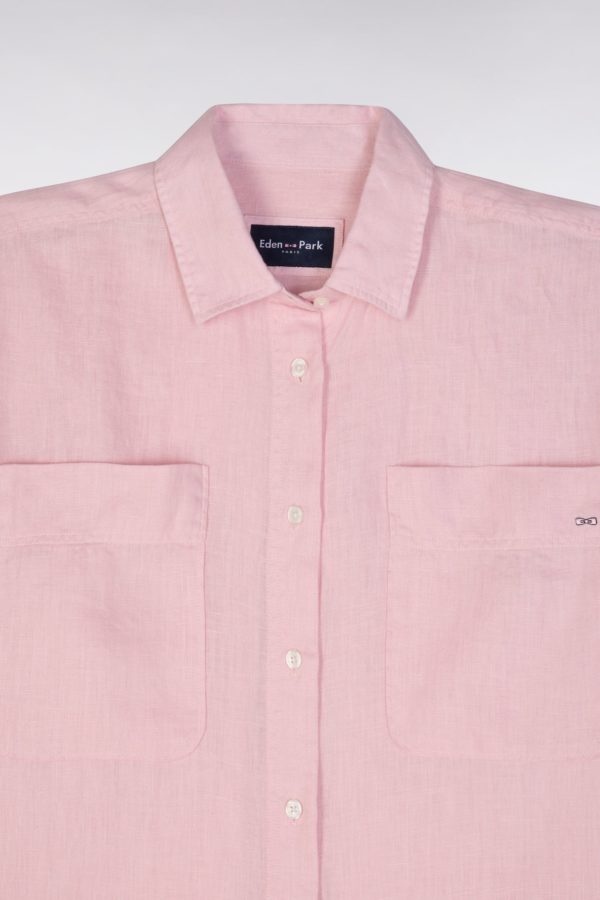 Chemise À Poches Plaquées En Lin Rose Coupe Oversized Eden Park – Image 5