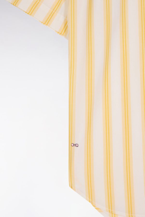 Chemise À Manches Courtes Rayée En Coton Jaune Et Blanche Coupe Oversized Eden Park – Image 5
