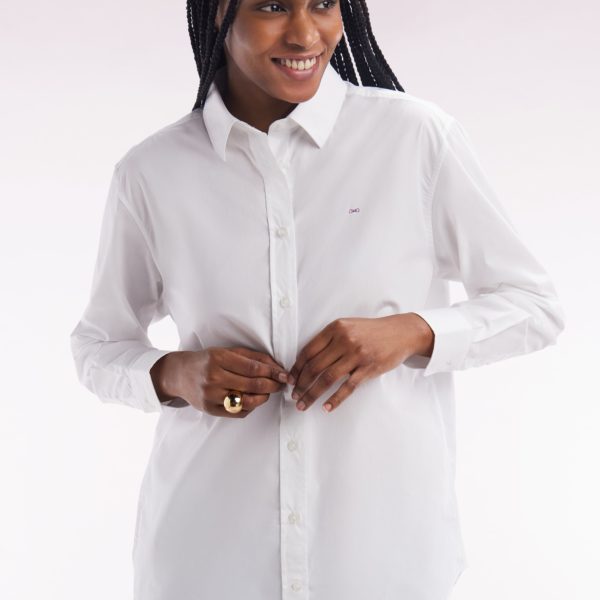 Chemise Unie En Coton Blanc Coupe Décontractée Eden Park