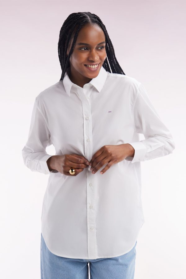Chemise Unie En Coton Blanc Coupe Décontractée Eden Park
