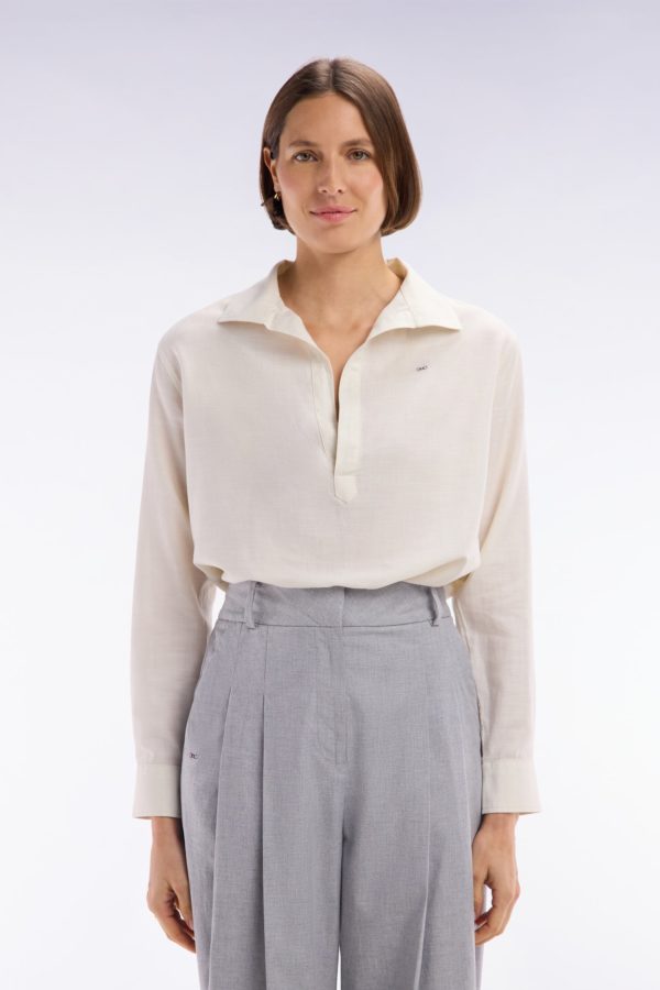 Chemise Vareuse En Coton Écru Coupe Décontractée Eden Park – Image 2