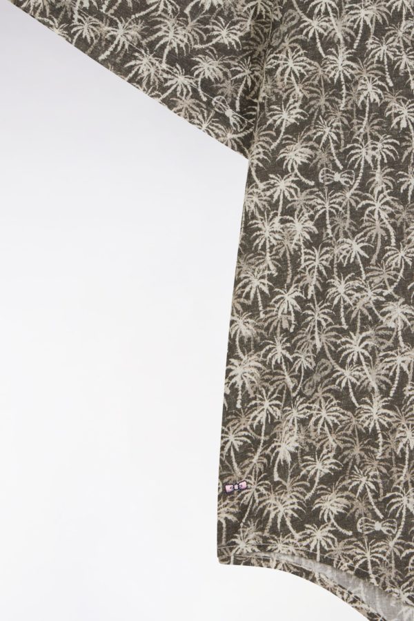 Chemise À Manches Courtes En Coton Kaki Imprimé Palmiers Coupe Oversized Eden Park – Image 5