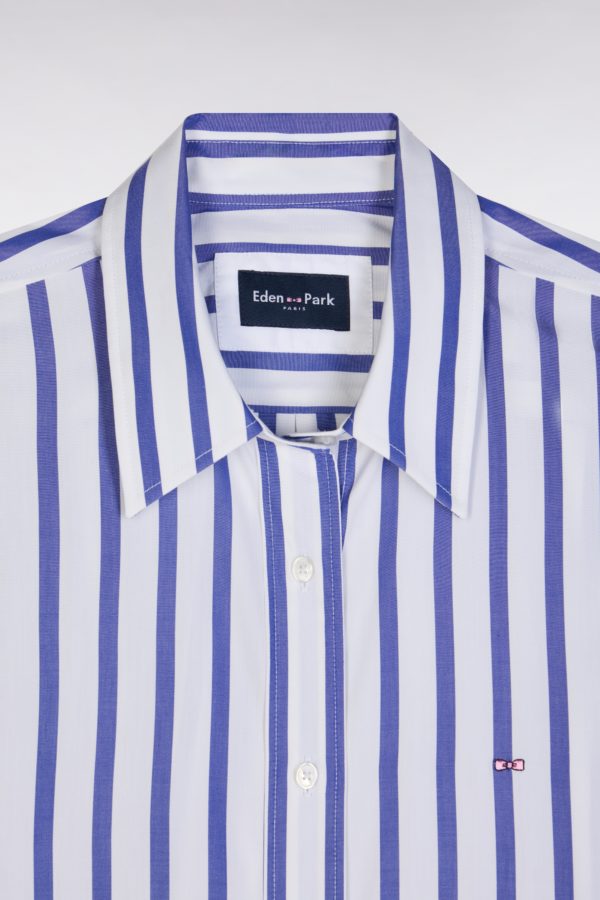 Chemise En Coton Blanche À Rayures Bleues Coupe Oversized Eden Park – Image 5