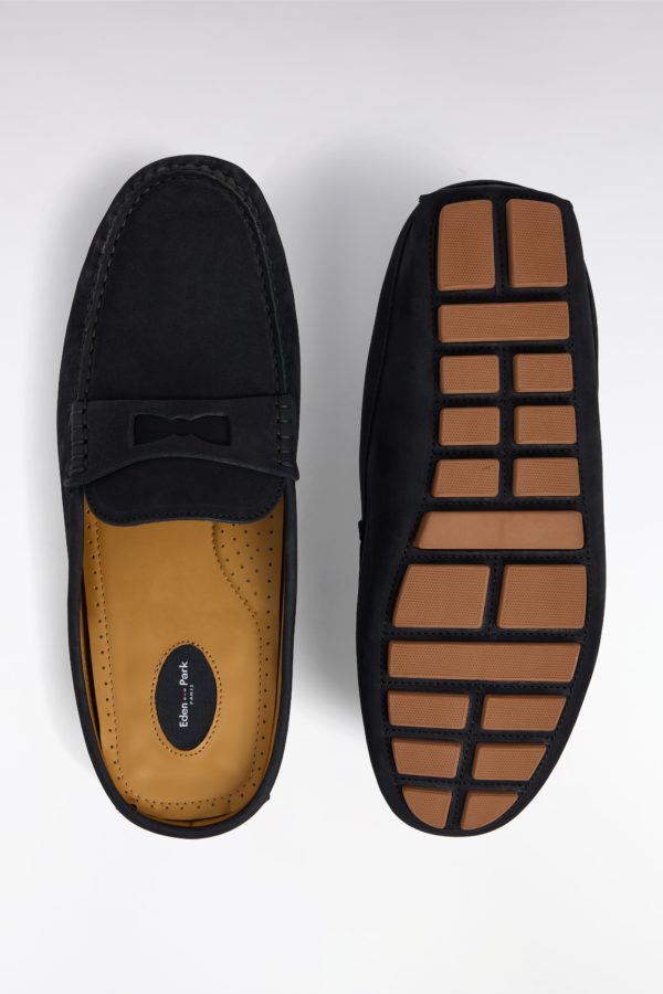 Mocassins Babouches En Cuir Suédé Marine Eden Park – Image 2
