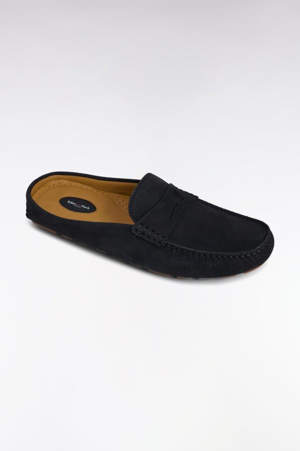 Mocassins Babouches En Cuir Suédé Marine Eden Park – Image 3