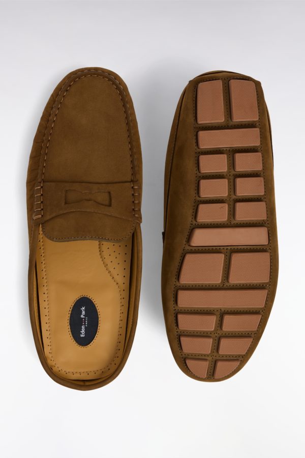 Mocassins Babouches En Cuir Suédé Kakis Eden Park - Image 2
