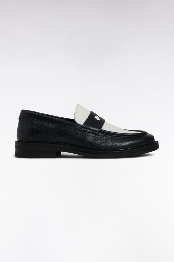Mocassins Bicolores En Cuir Grainé Noirs Et Blancs Eden Park
