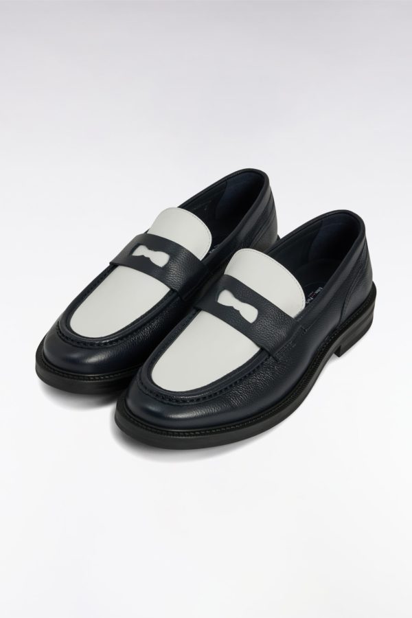 Mocassins Bicolores En Cuir Grainé Noirs Et Blancs Eden Park – Image 3