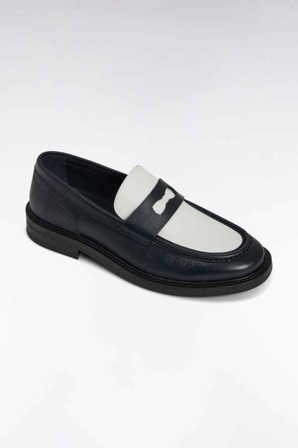 Mocassins Bicolores En Cuir Grainé Noirs Et Blancs Eden Park – Image 4