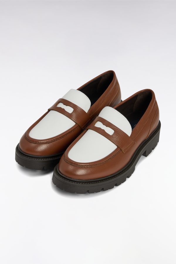 Mocassins Bicolores En Cuir Marron Et Blancs Eden Park – Image 3