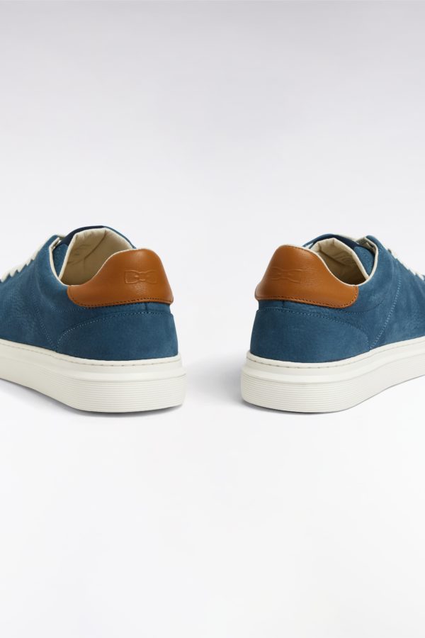 Baskets Basses En Cuir Bleu Gris Eden Park – Image 5