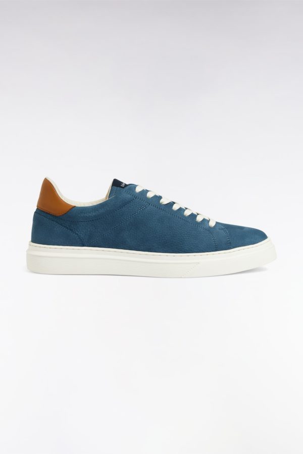 Baskets Basses En Cuir Bleu Gris Eden Park