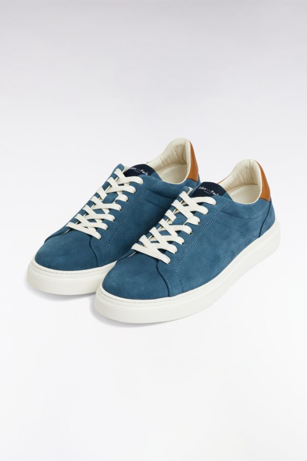 Baskets Basses En Cuir Bleu Gris Eden Park – Image 3