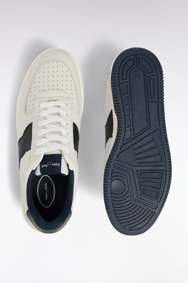 Sneakers En Cuir Blanches Détails Noirs Eden Park – Image 2