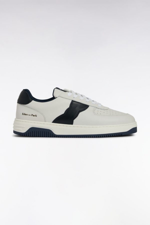 Sneakers En Cuir Blanches Détails Noirs Eden Park
