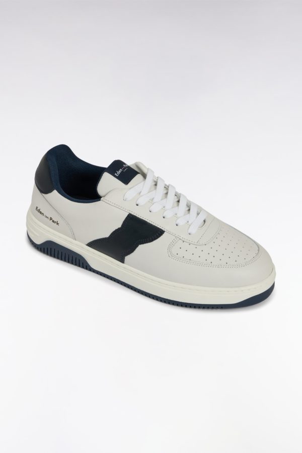 Sneakers En Cuir Blanches Détails Noirs Eden Park – Image 4