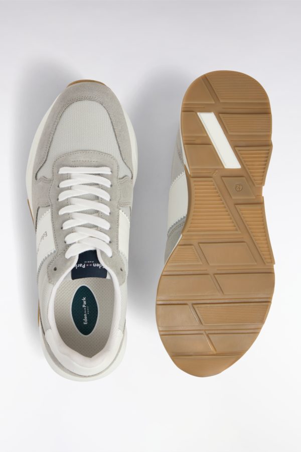 Sneakers Multimatières En Cuir Grises Eden Park – Image 2