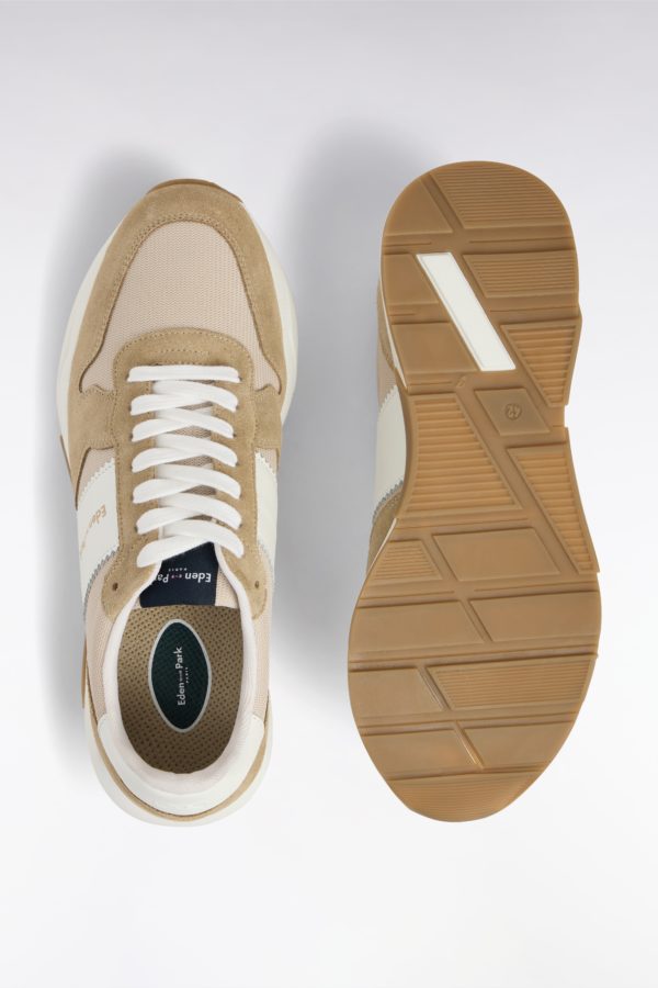Sneakers Multimatières En Cuir Beiges Eden Park – Image 2
