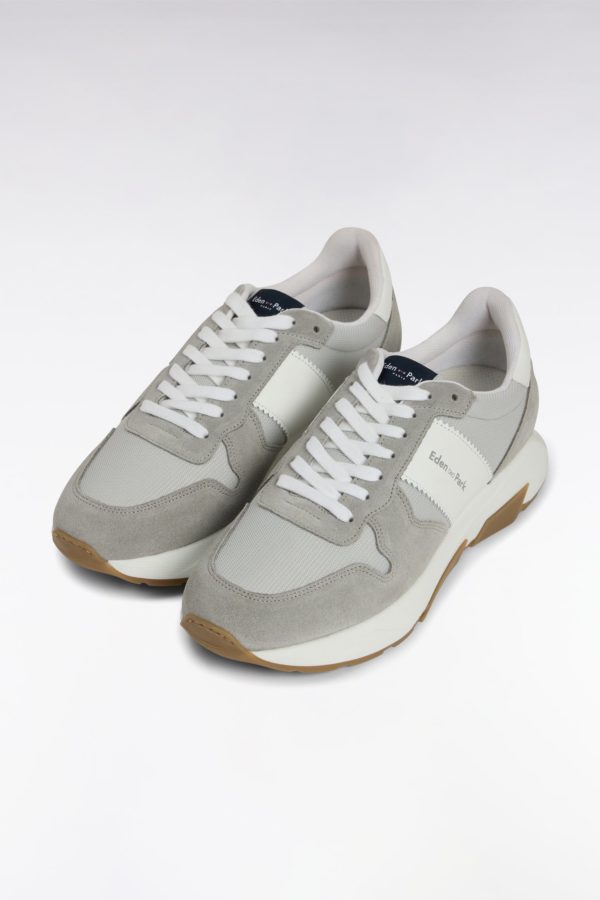 Sneakers Multimatières En Cuir Grises Eden Park – Image 3