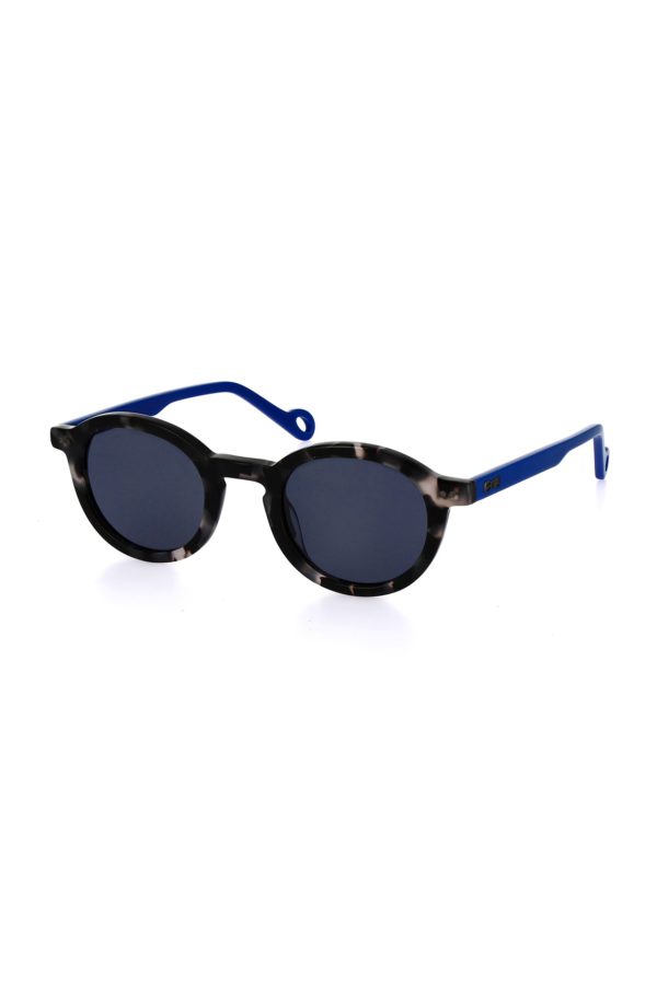 Lunette De Soleil Rondes En Acétate Écaille Gris-bleu Xv De France Eden Park