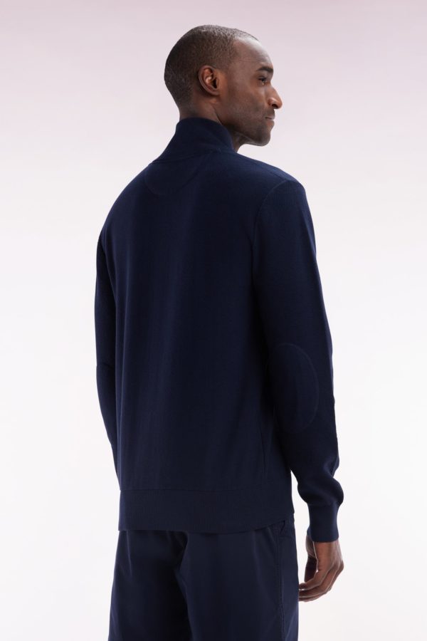 Cardigan Zippé En Coton Marine À Broderie Nœud Papillon Cerclée Coupe Droit Eden Park – Image 2