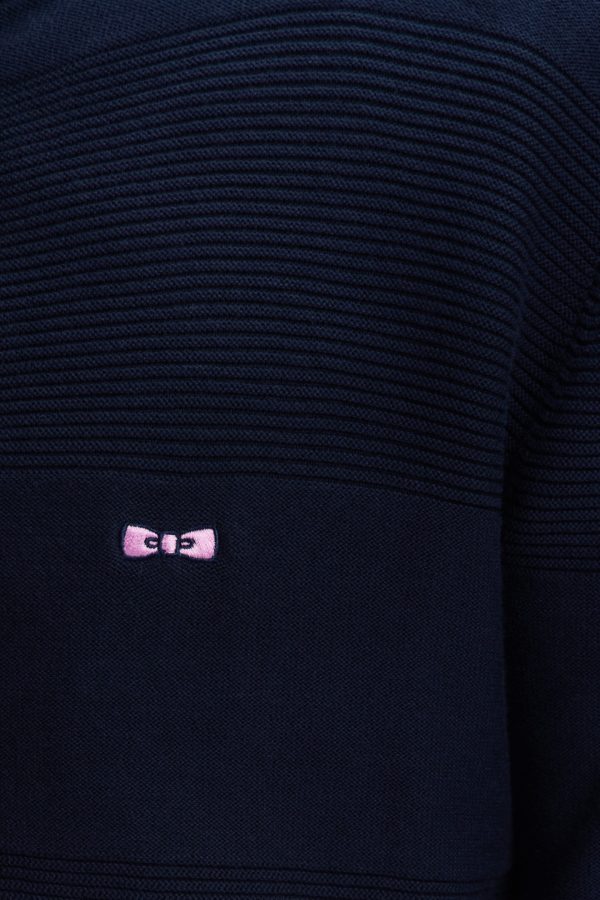Cardigan Zippé En Tricot De Coton Marine Coupe Droite Eden Park – Image 3