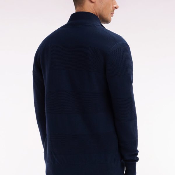 Cardigan Zippé En Tricot De Coton Marine Coupe Droite Eden Park