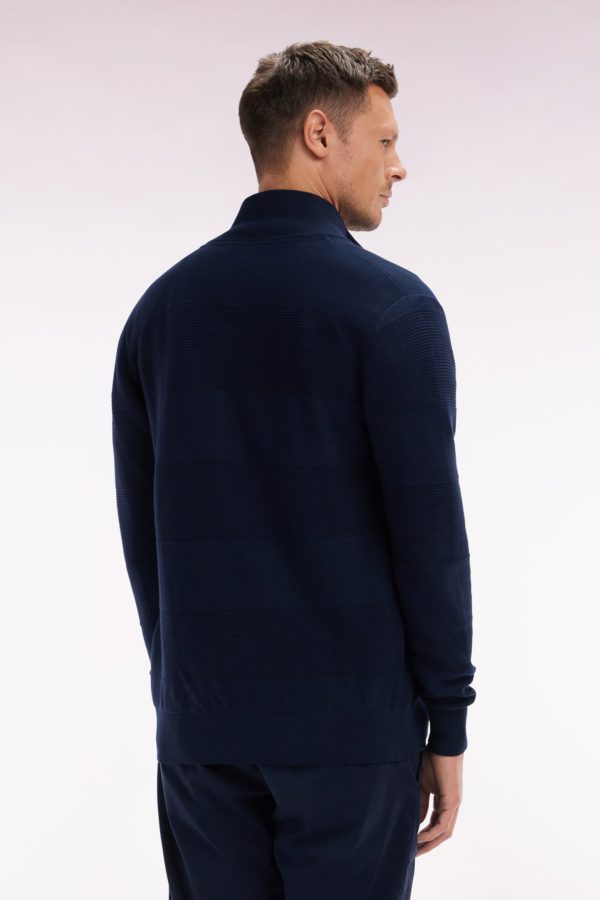 Cardigan Zippé En Tricot De Coton Marine Coupe Droite Eden Park – Image 2