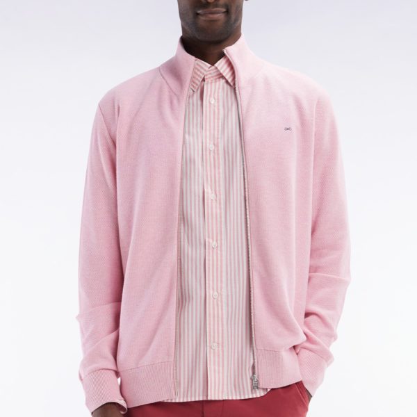 Cardigan Zippé En Coton Nid D'abeille Rose Coupe Droite Eden Park