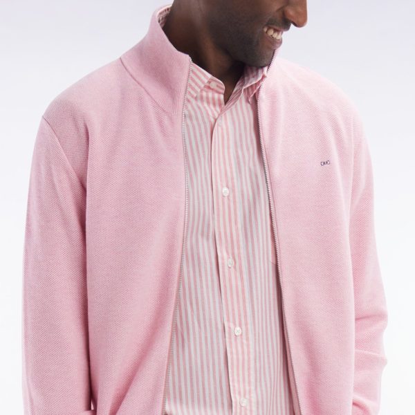 Cardigan Zippé En Coton Nid D’abeille Rose Coupe Droite Eden Park
