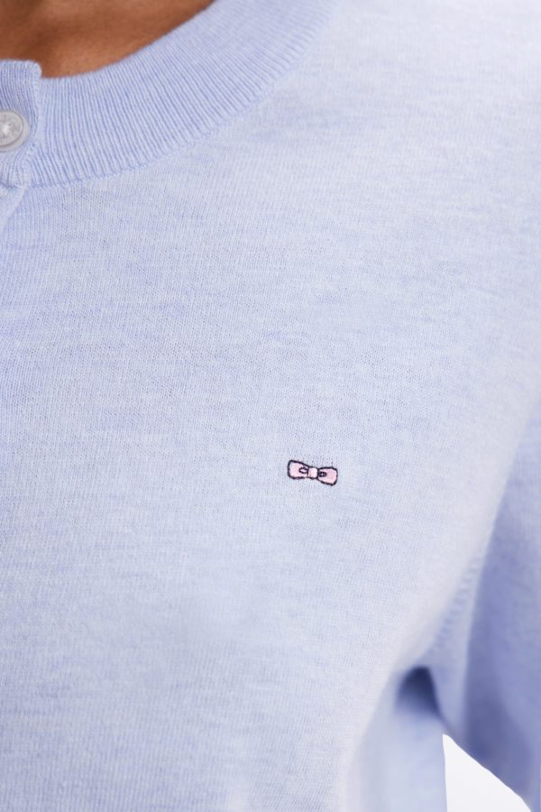 Cardigan En Coton Et Soie Mélangés Bleu Clair Coupe Décontractée Eden Park – Image 4