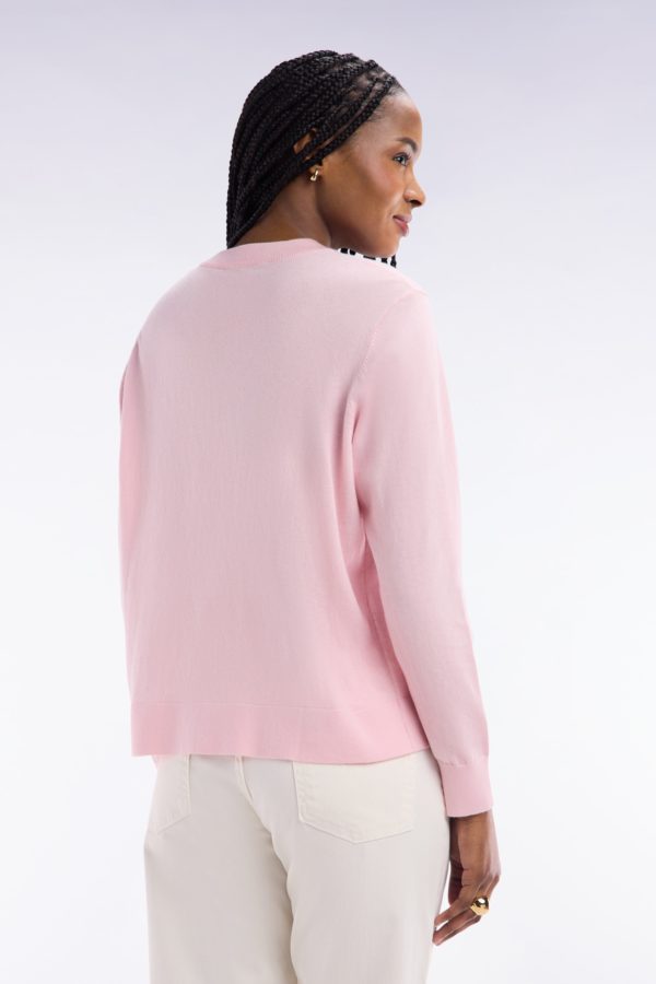 Cardigan En Coton Et Soie Mélangés Rose Coupe Décontractée Eden Park – Image 3