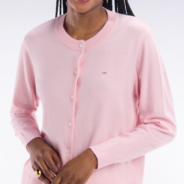 Cardigan En Coton Et Soie Mélangés Rose Coupe Décontractée Eden Park