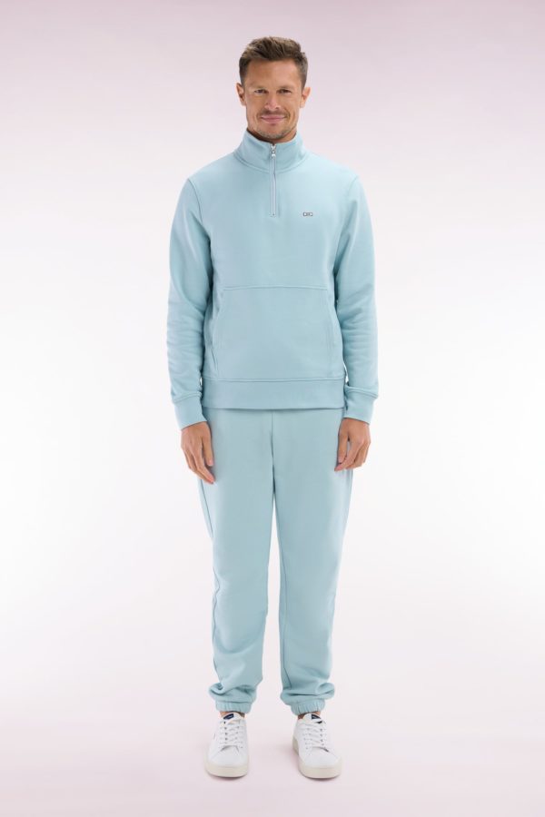 Jogging En Molleton Coton Vert D'eau Coupe Droite Eden Park