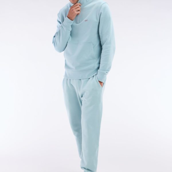 Jogging En Molleton Coton Vert D’eau Coupe Droite Eden Park