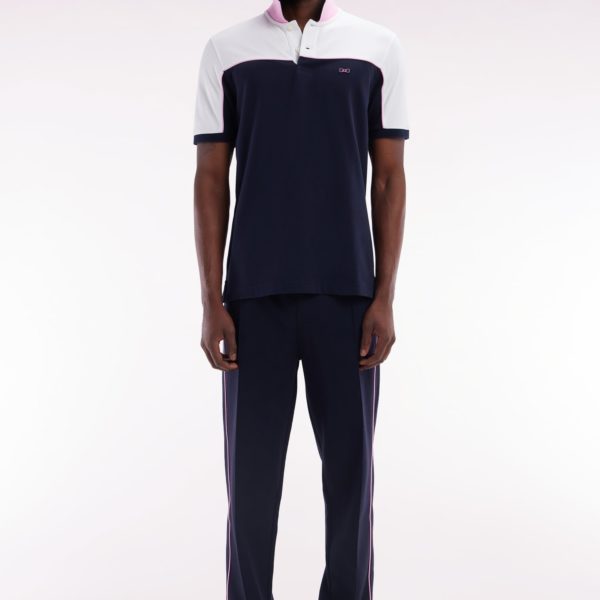 Pantalon Jogging En Coton Interlock Marine Coupe Droite Eden Park